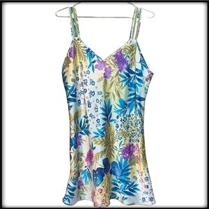 Vintage Sophia Floral Satin Slip Sleeveless Mini Dress
